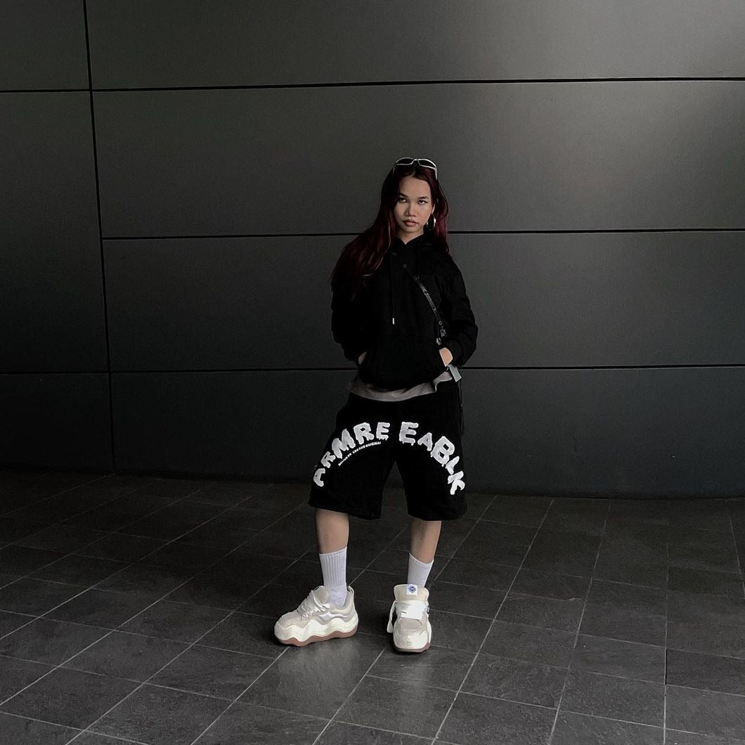 Street Loose Letter Print Denim Shorts