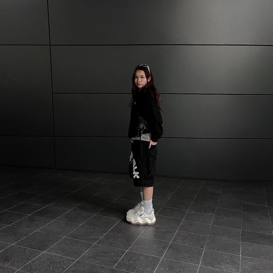 Street Loose Letter Print Denim Shorts