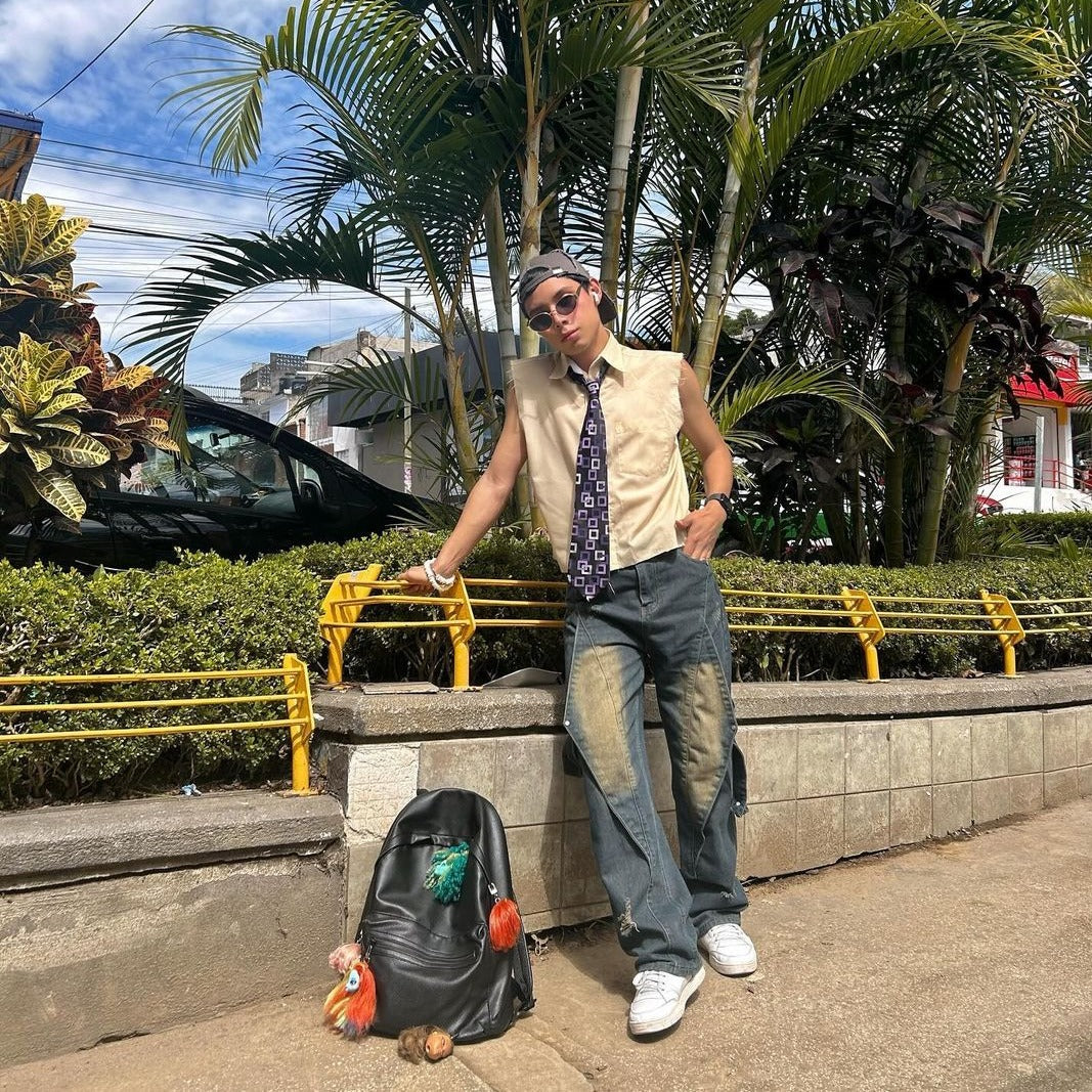 American High Street Vibe Heavy Industry Spliced Jeans