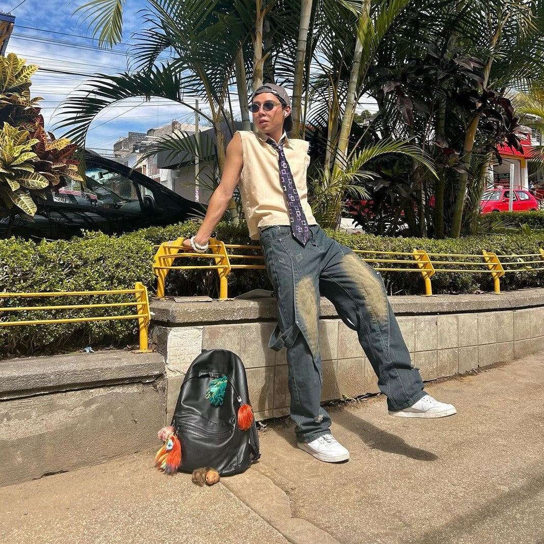 American High Street Vibe Heavy Industry Spliced Jeans