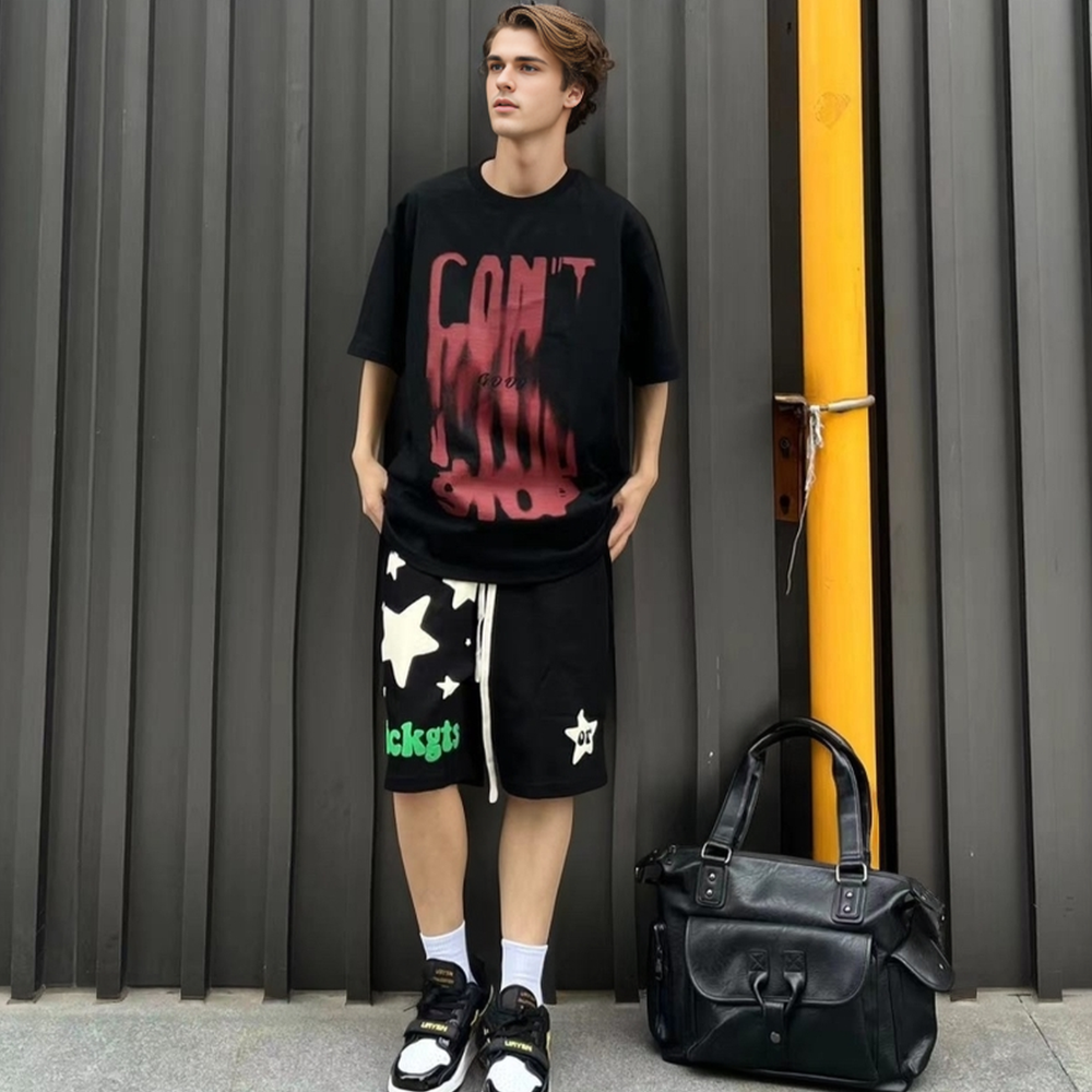 Retro Star Letter Foam Shorts