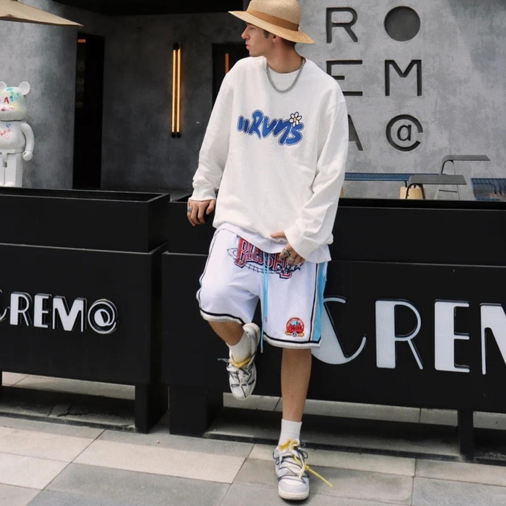 Street Print Mesh Basketball Shorts