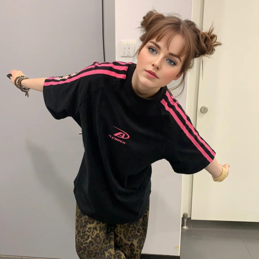 American Raglan Printed Cotton T-shirt