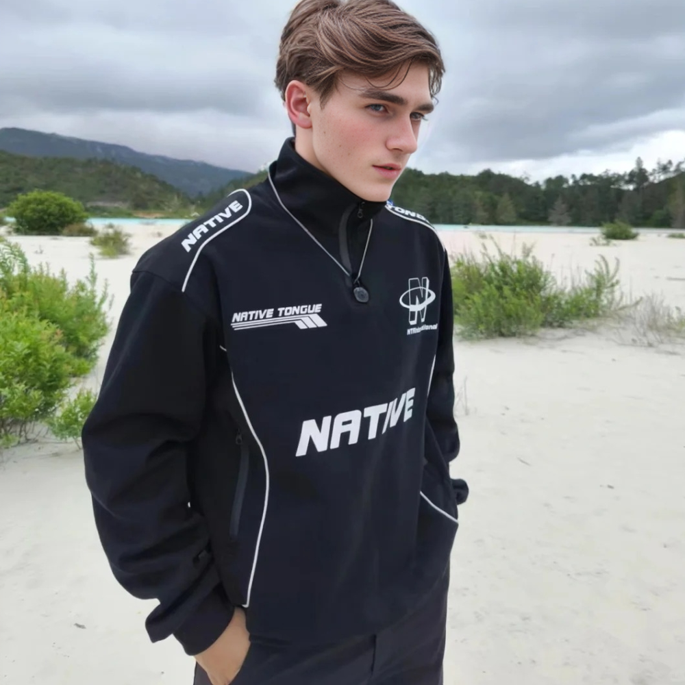 High Street Zipper Reflective Strip Sweatshirt