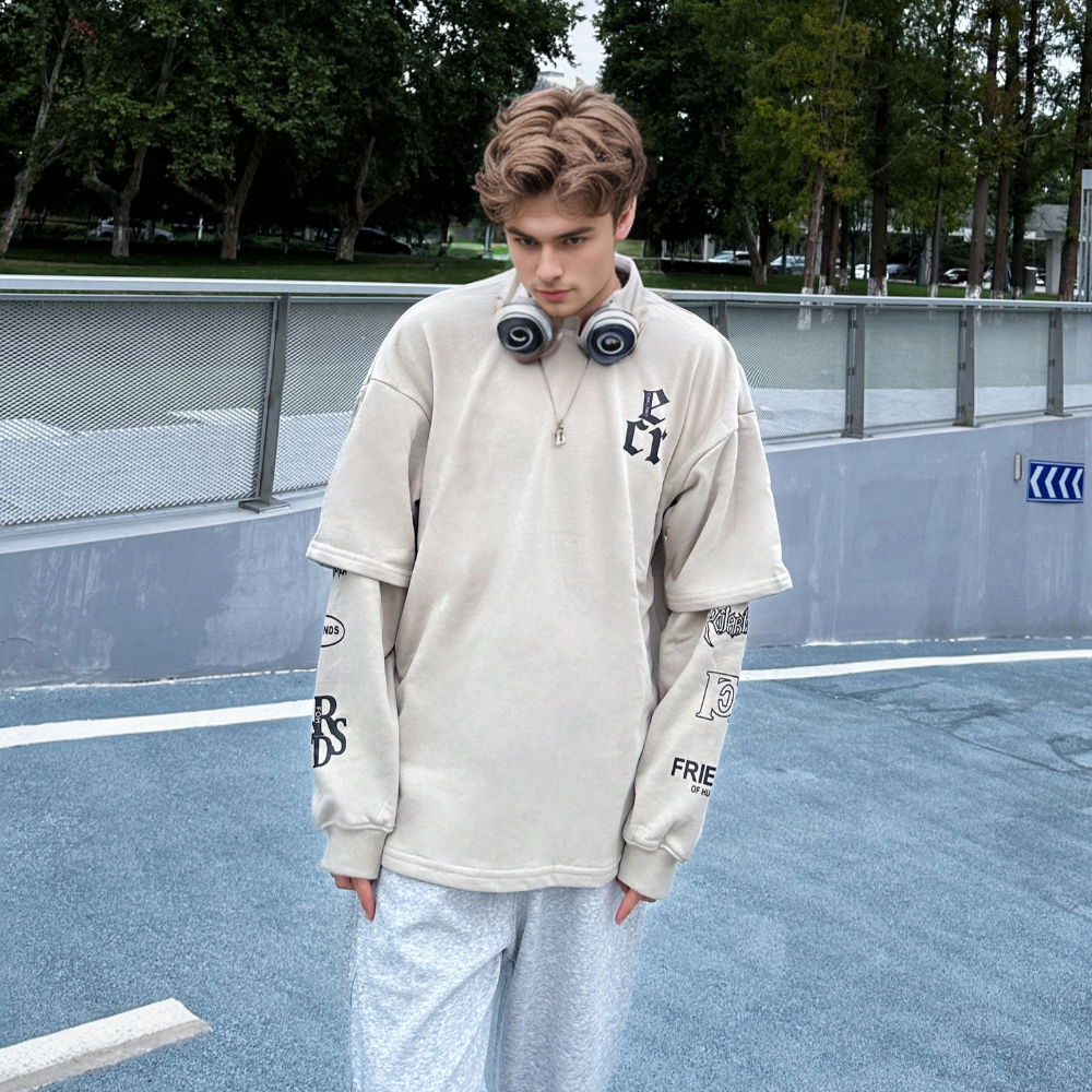 Japanese Retro Letter Print Sweatshirt