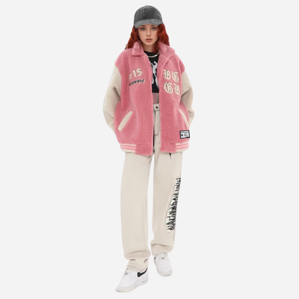OOC' Vintage Patchwork Sherpa Baseball Coat