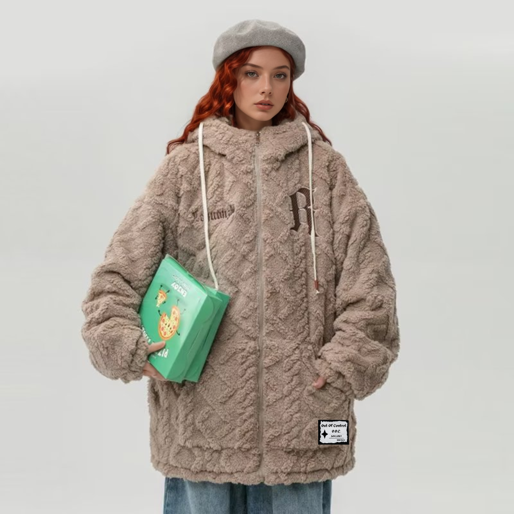 OOC' Vintage Embroidered Sherpa Hooded Coat