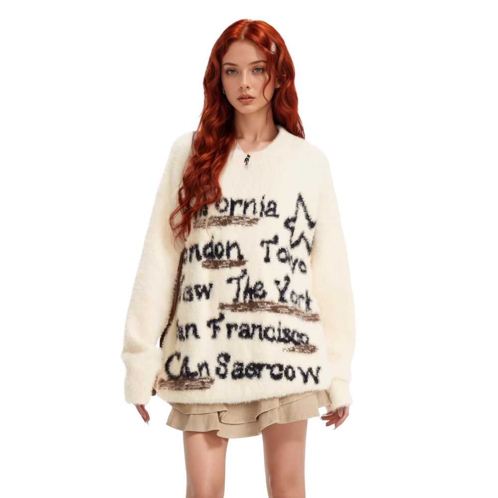OOC' High Street Neutral Style Lettering Sweater