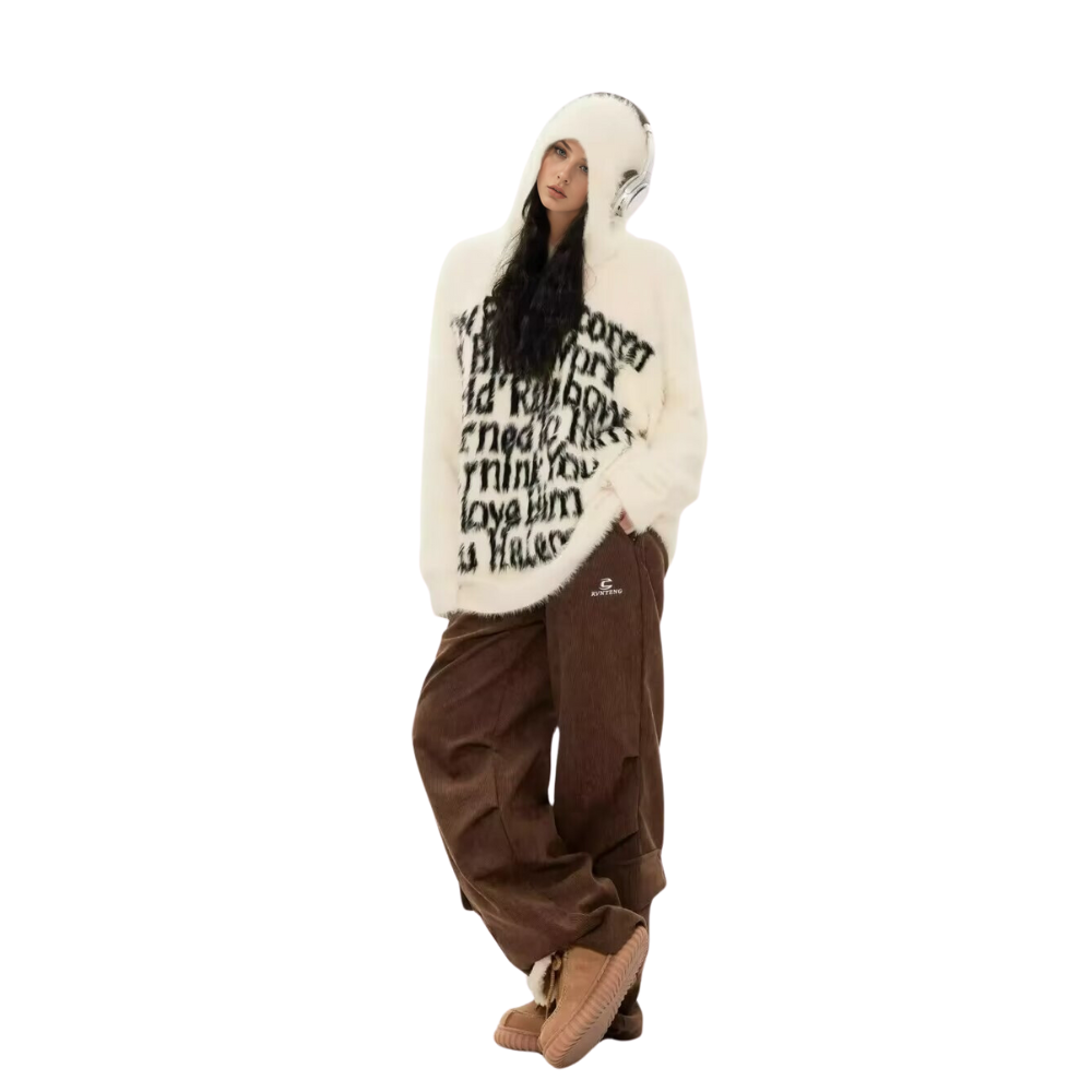 OOC' Vintage Jacquard Knit Hooded Sweater