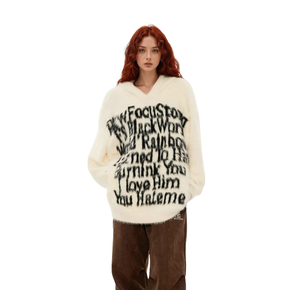 OOC' Vintage Jacquard Knit Hooded Sweater