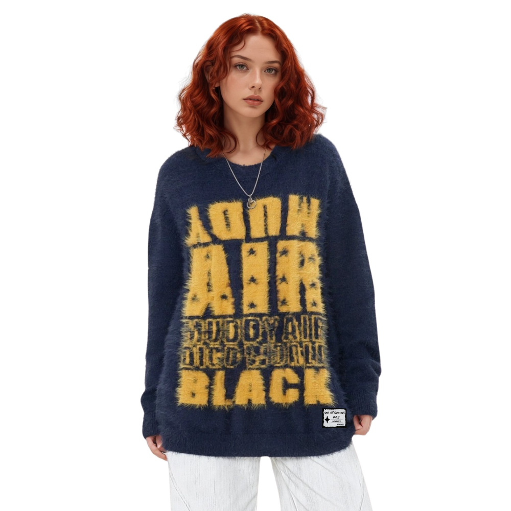 OOC' Vintage Soft Mink Loose Lettering Sweater