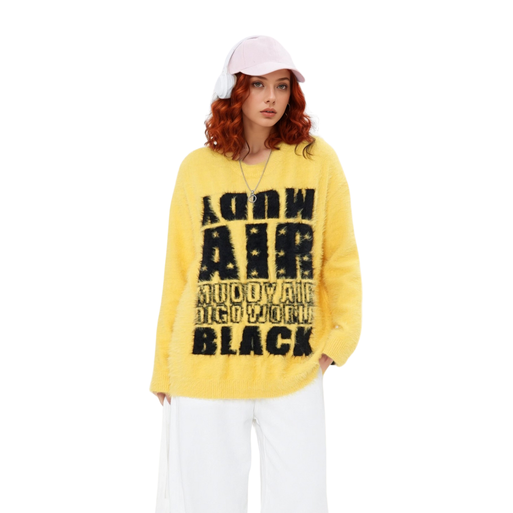 OOC' Vintage Soft Mink Loose Lettering Sweater
