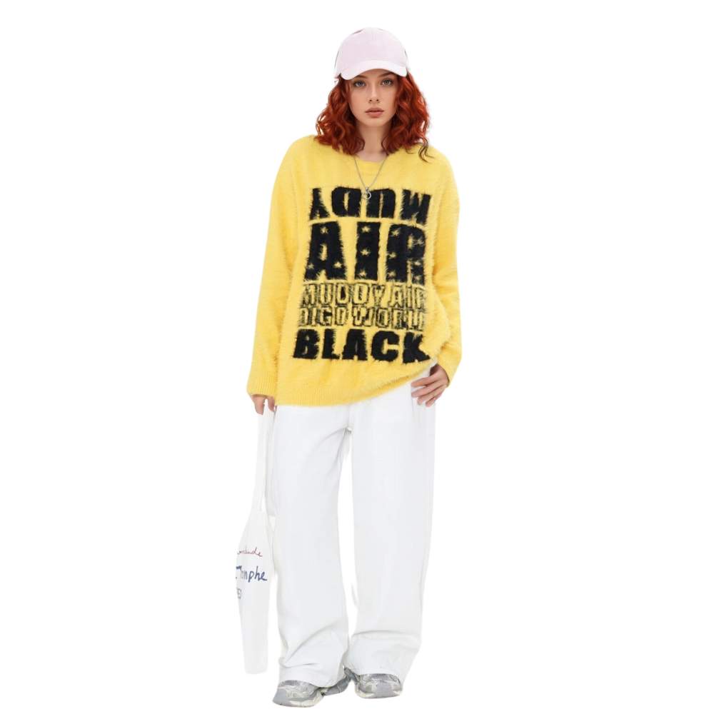 OOC' Vintage Soft Mink Loose Lettering Sweater