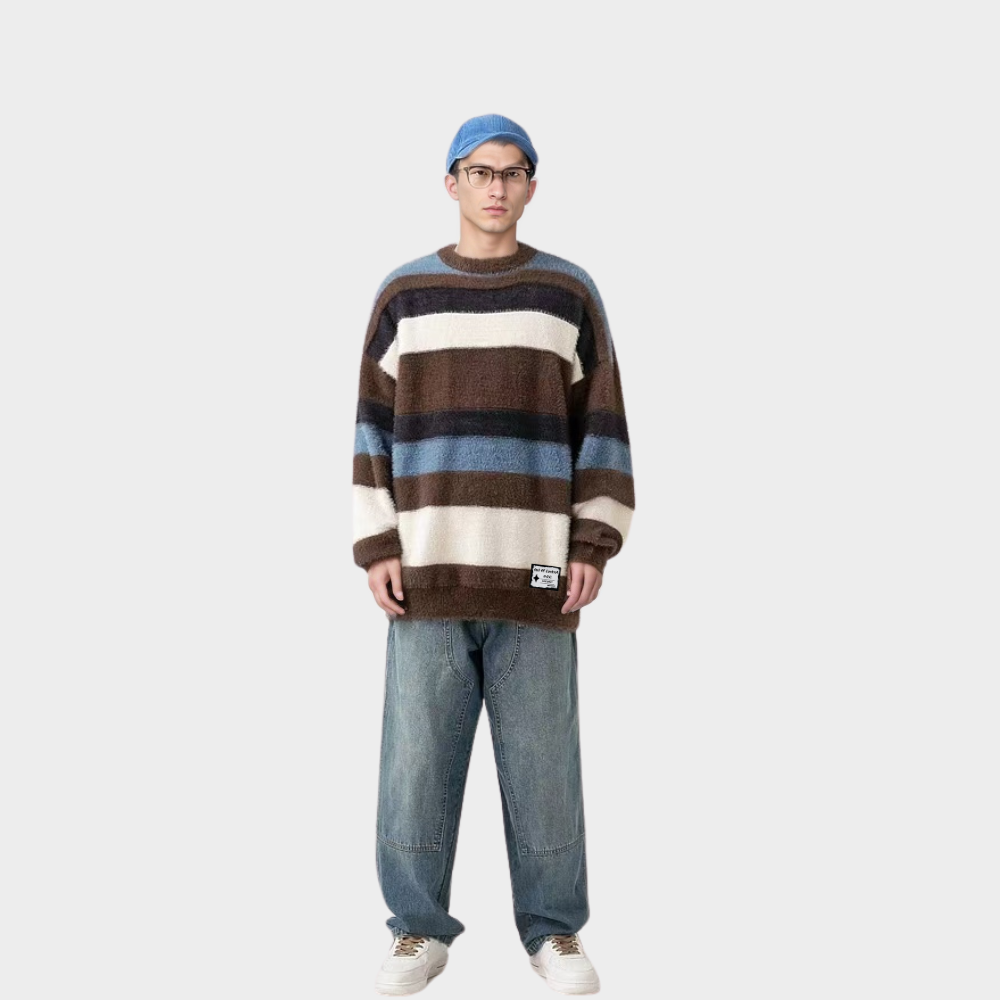 OOC' Retro Contrast Mink Striped Sweater