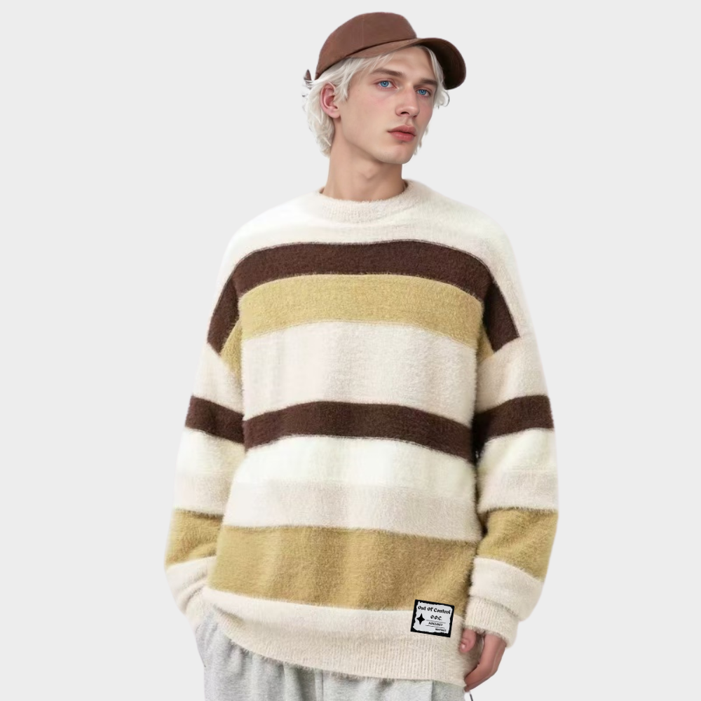 OOC' Retro Contrast Mink Striped Sweater