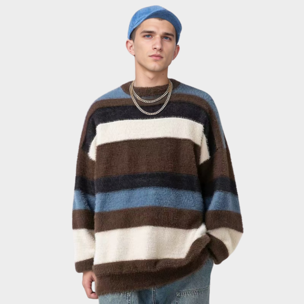 OOC' Retro Contrast Mink Striped Sweater