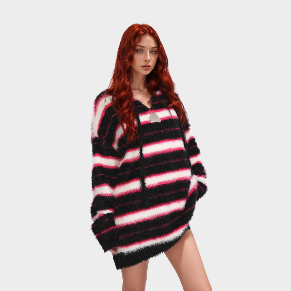 OOC' Retro Y2k Contrast Stripe Sweater