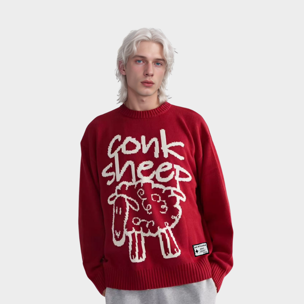 OOC' Cute Cartoon Sheep Pattern Knitted Sweater