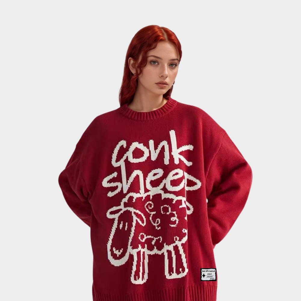 OOC' Cute Cartoon Sheep Pattern Knitted Sweater