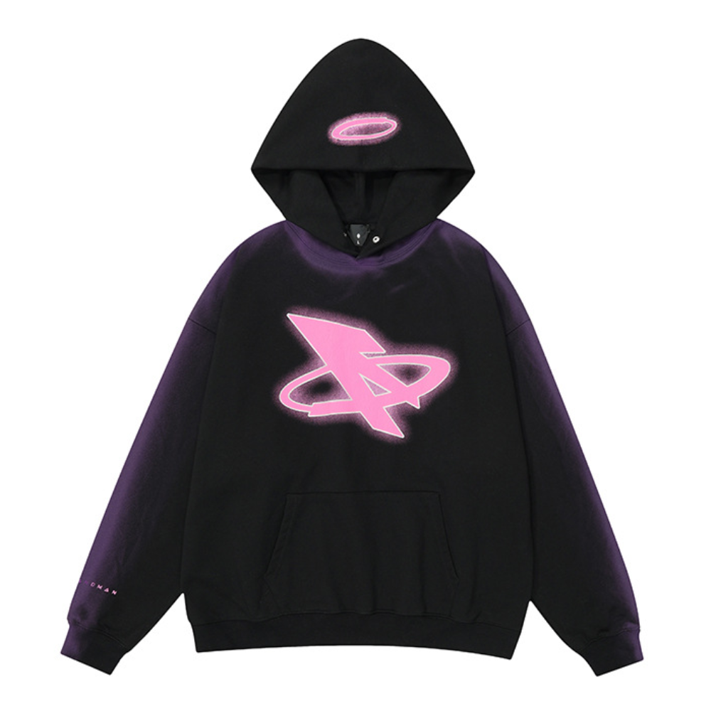 Hand-painted Crackle Print Hoodie