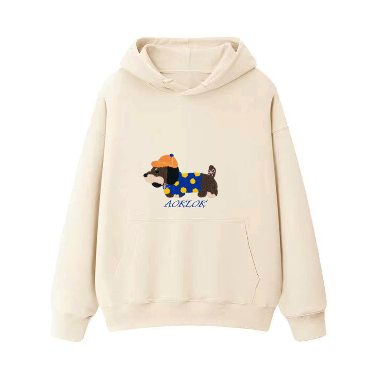 AG Embroidery Beret Dachshund Hoodie
