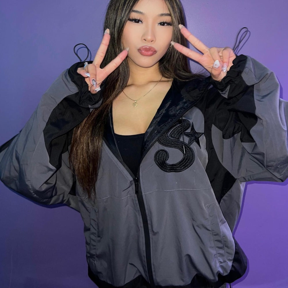 Vintage Letter Embroidery Shell Jacket