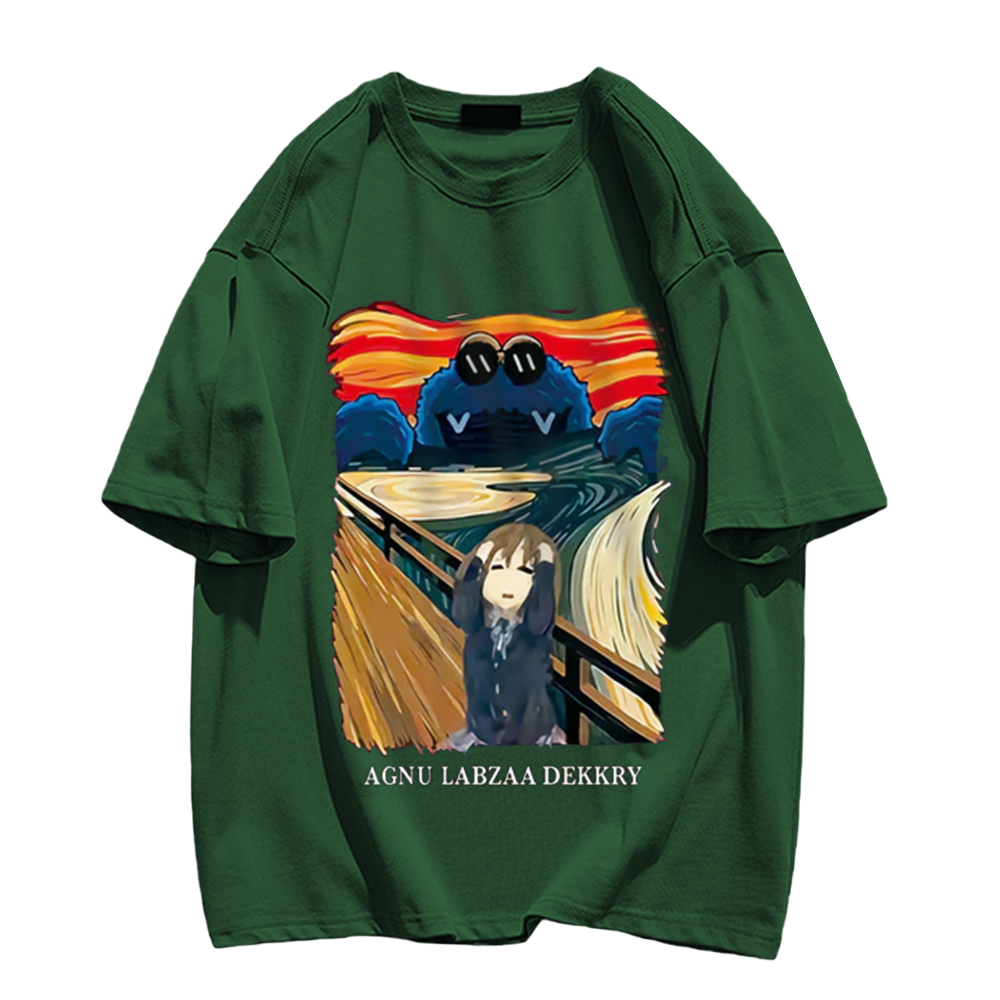 Upset Cartoon Girl Cotton T-shirt