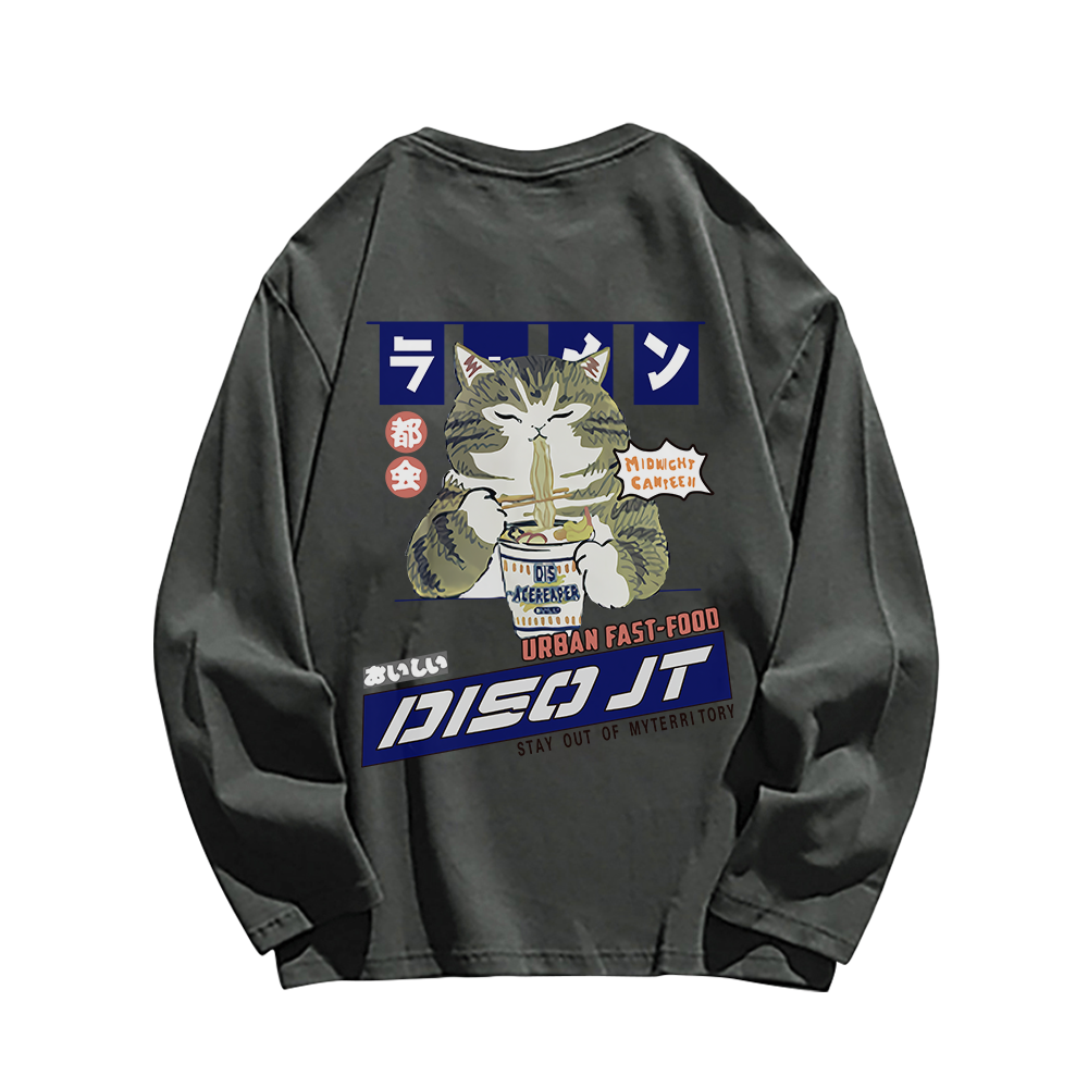 Japanese Greedy Cat Long Sleeve Shirt