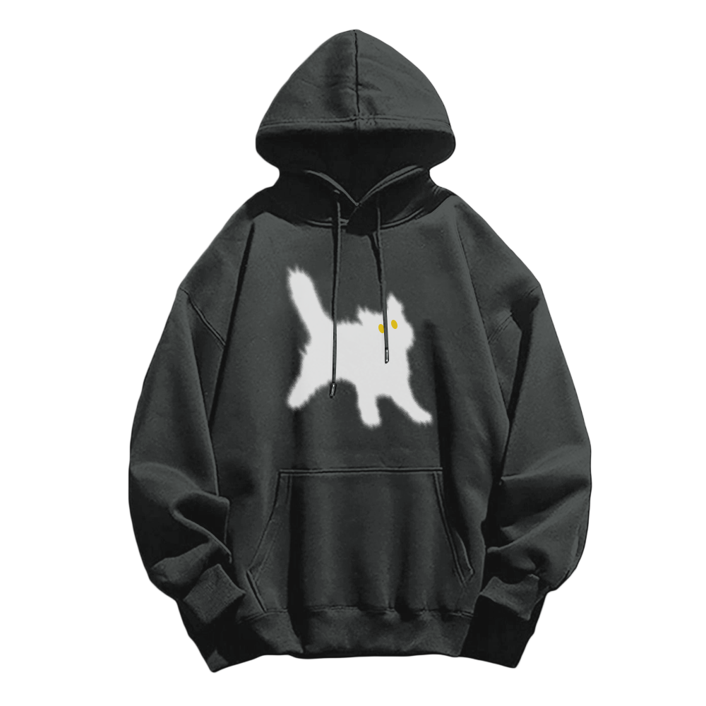 Minimal Angry Kitten Cotton Hoodie