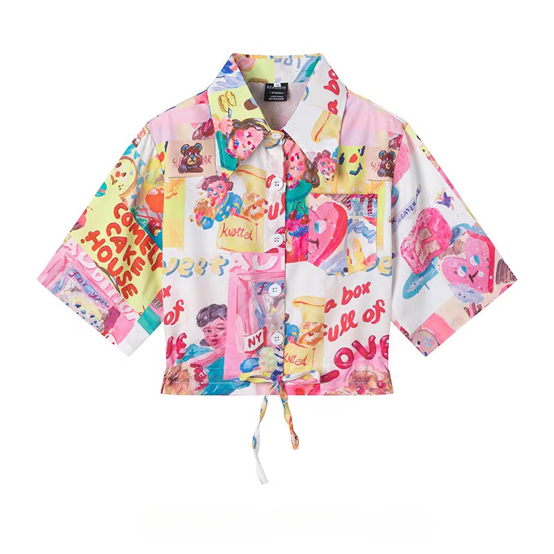 Holiday style retro short sleeved floral shirt