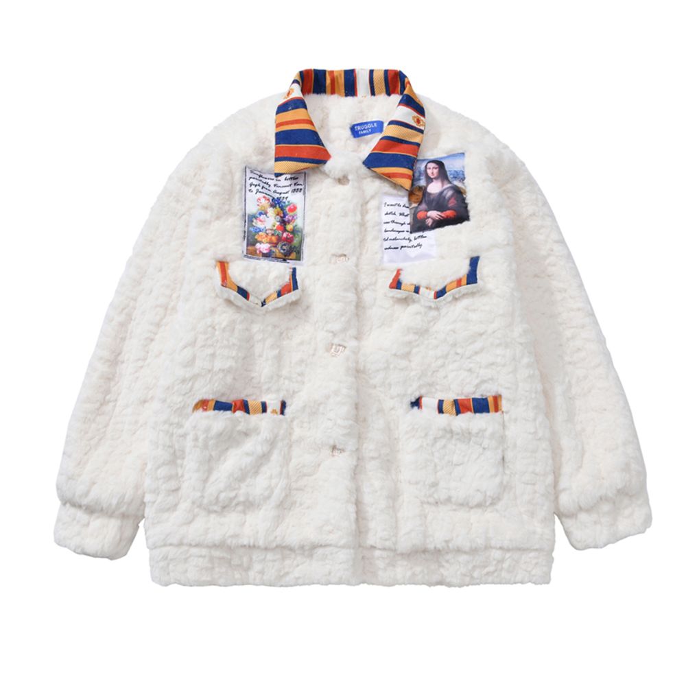 【NOW TREND】Famous Painting Patch Cotton Coat