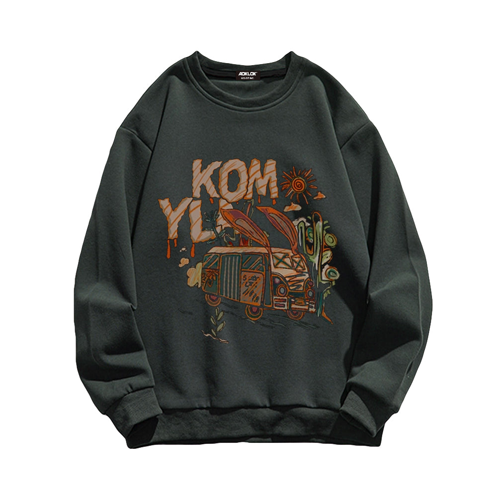 Casual Cartoon Car Sweatshirt