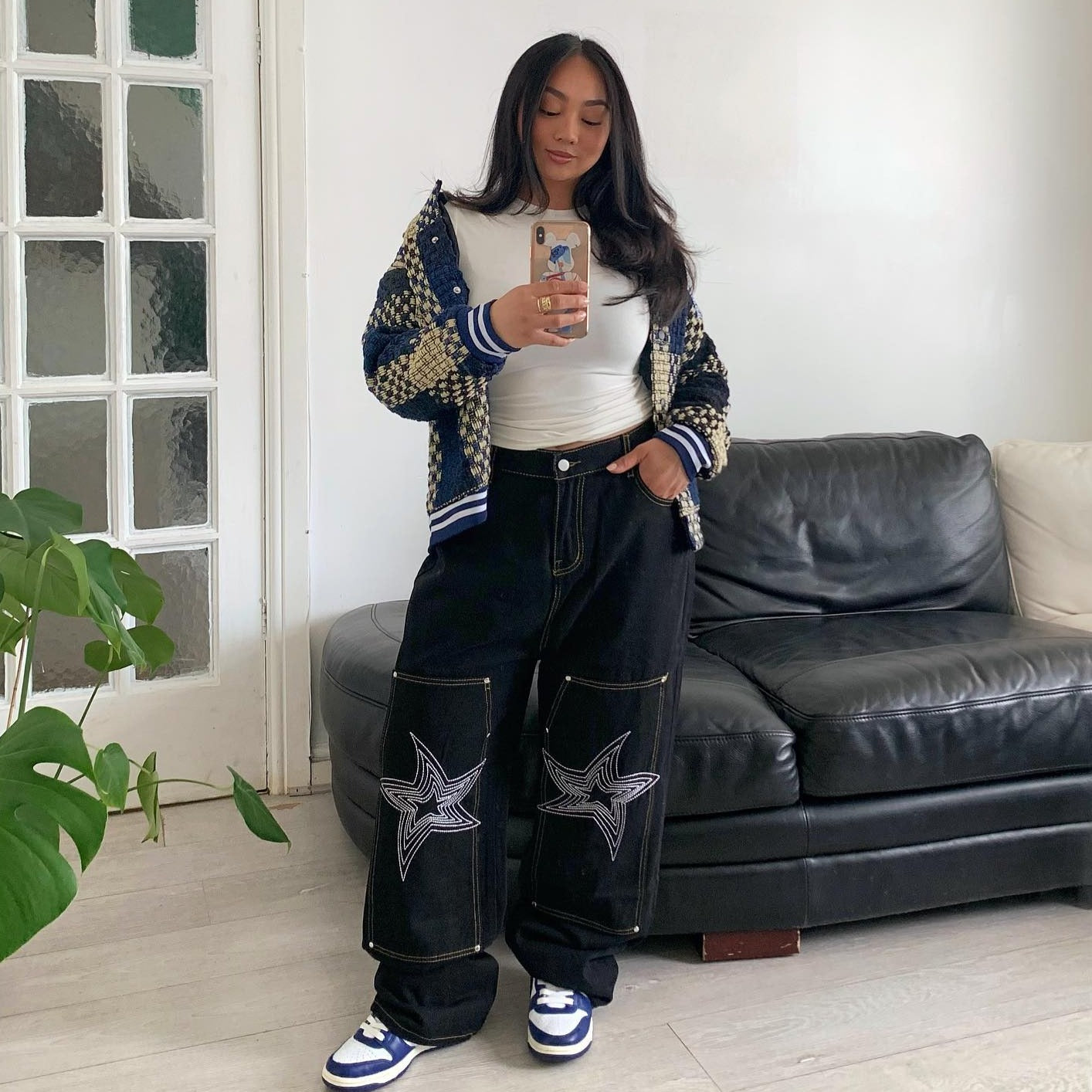 Urban Star Embroidery Straight Leg Jeans