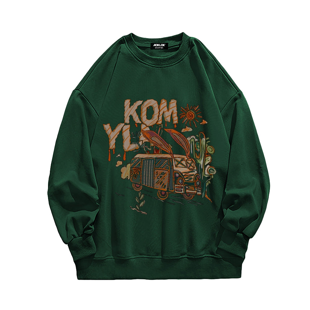 Casual Cartoon Car Sweatshirt