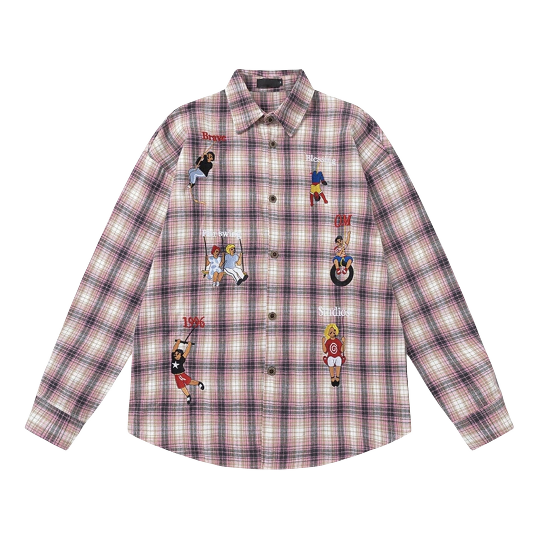 Vintage Embroidered Checkered Shirt