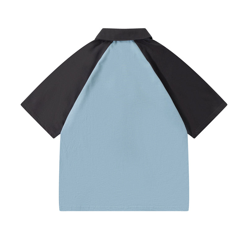 AOKLOK Contrast Color Stitching Polo Shirt