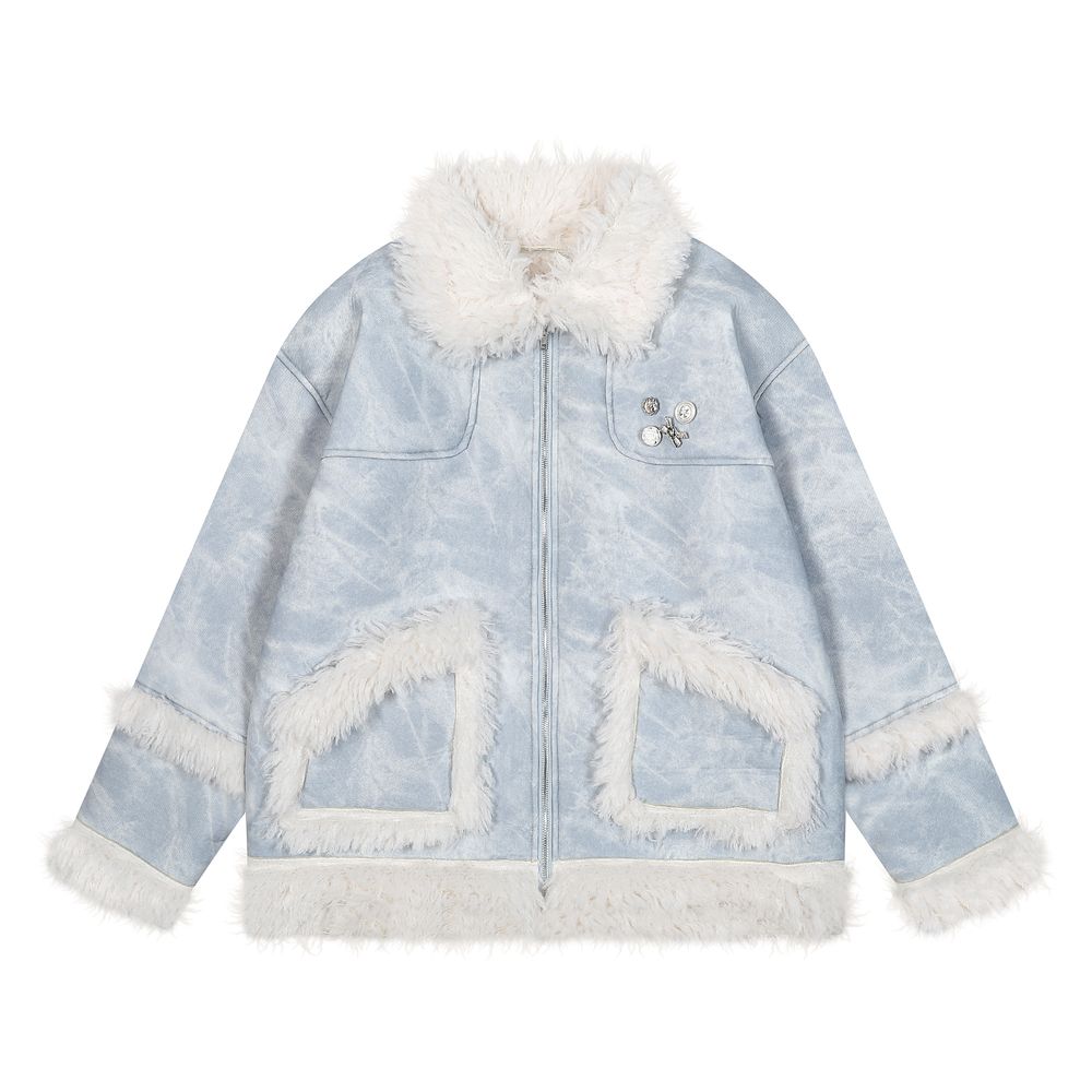 【NOW TREND】Retro Suede Fur Collar Coat