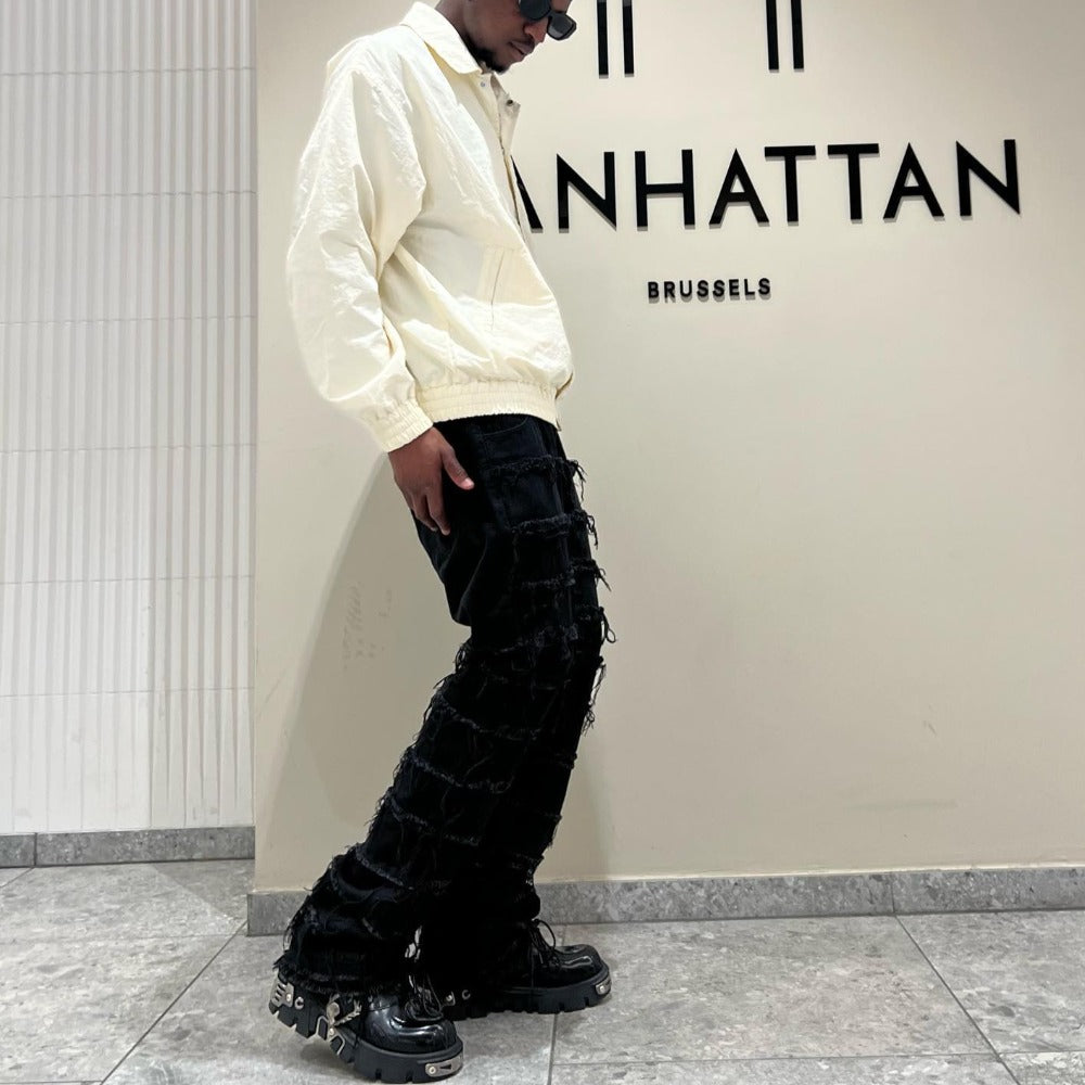 DF |American Black Destroy Washed Stacked Jeans