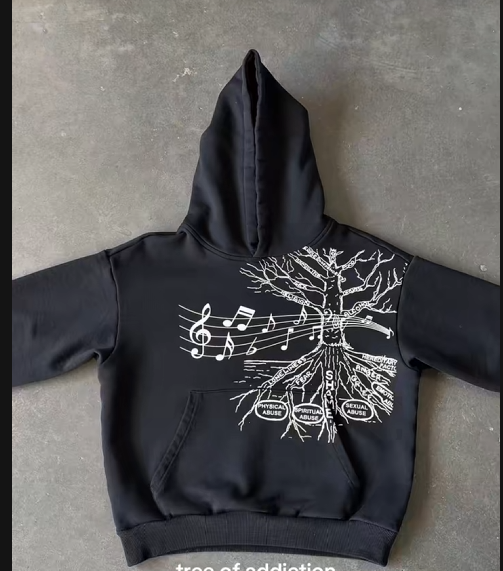 Unseen Echoes “Roots of Noise” Hoodie — Black Tree Graphic Print