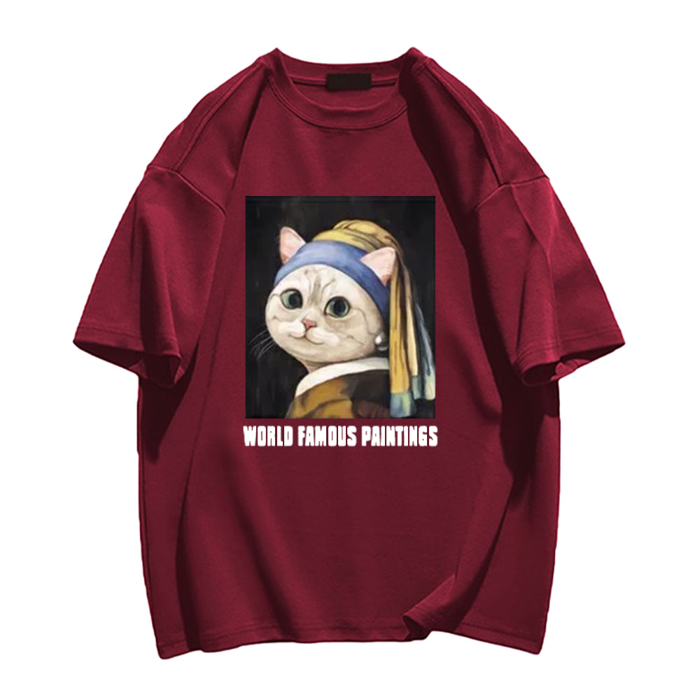 Cat With Pearl Earrings T-shirt