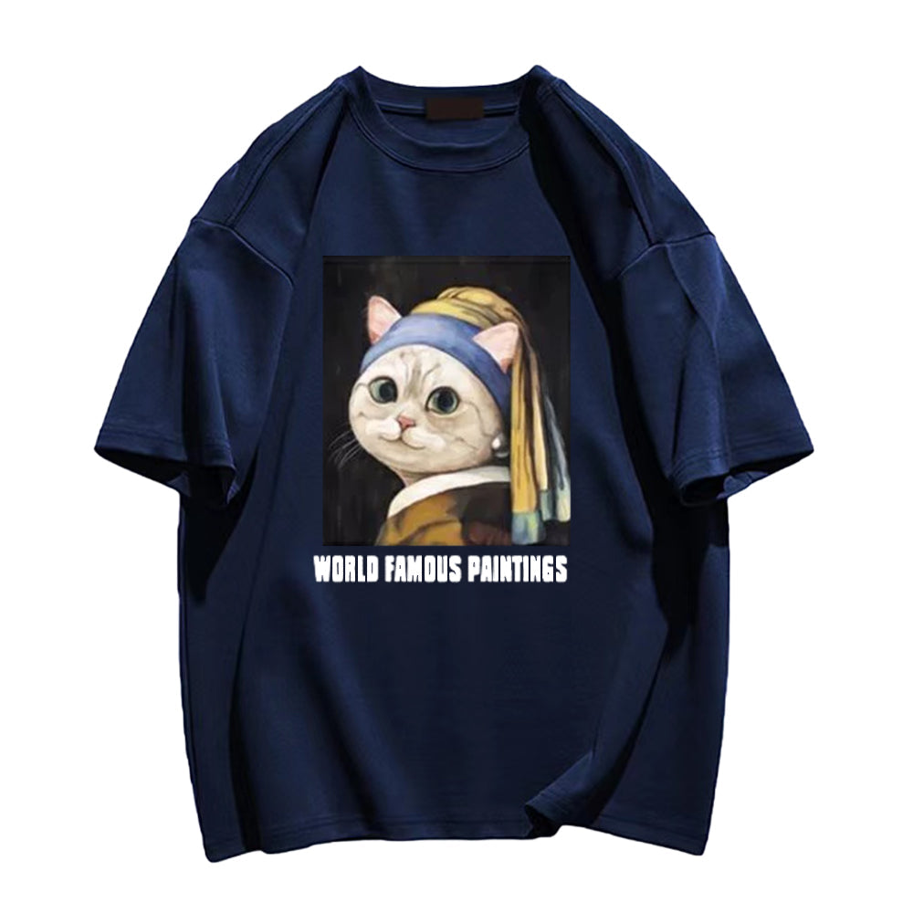 Cat With Pearl Earrings T-shirt