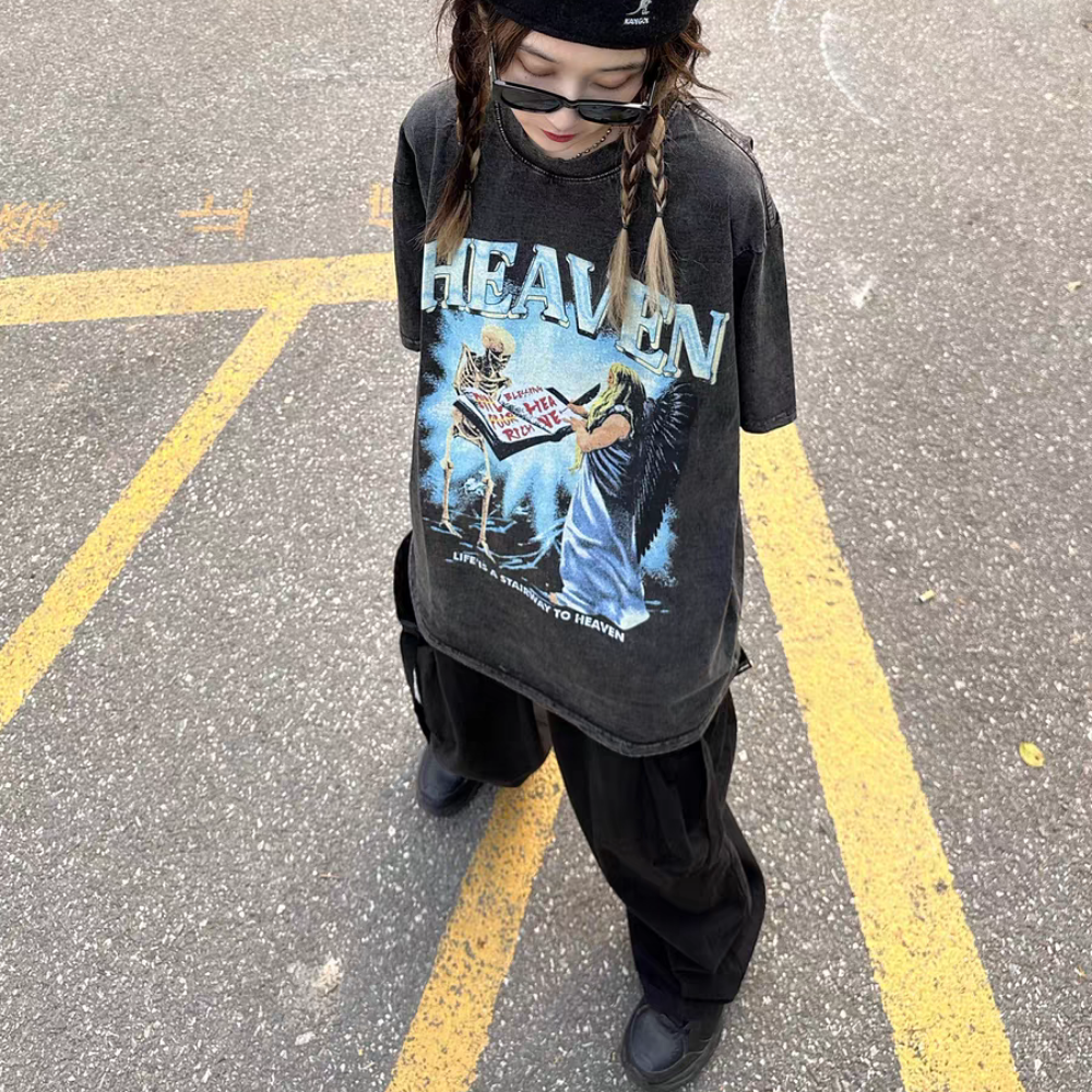 Skull To Heaven Print T-shirt