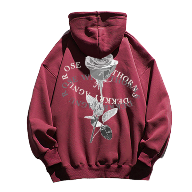 Vintage Pure Rose Letter Graphic Hoodie