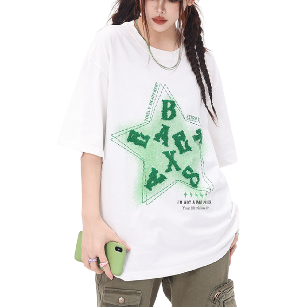 Star Letter Graphic Cotton T-shirt