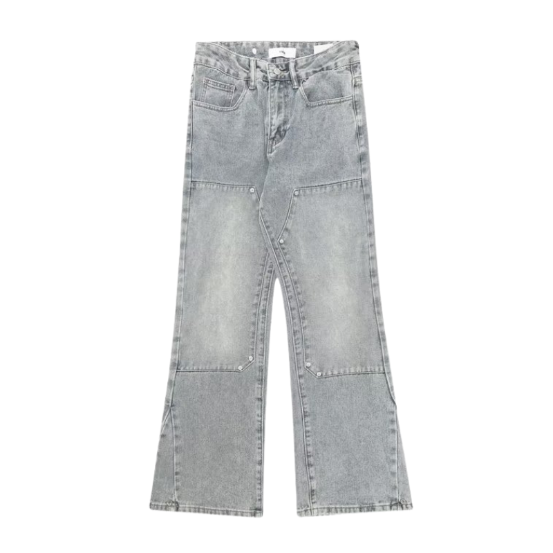 Solid Paneled Wide-Leg Jeans