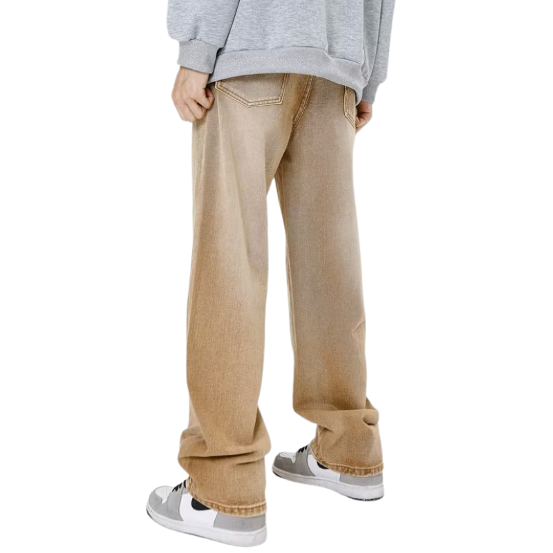 Solid Gradient Straight Washed Jeans