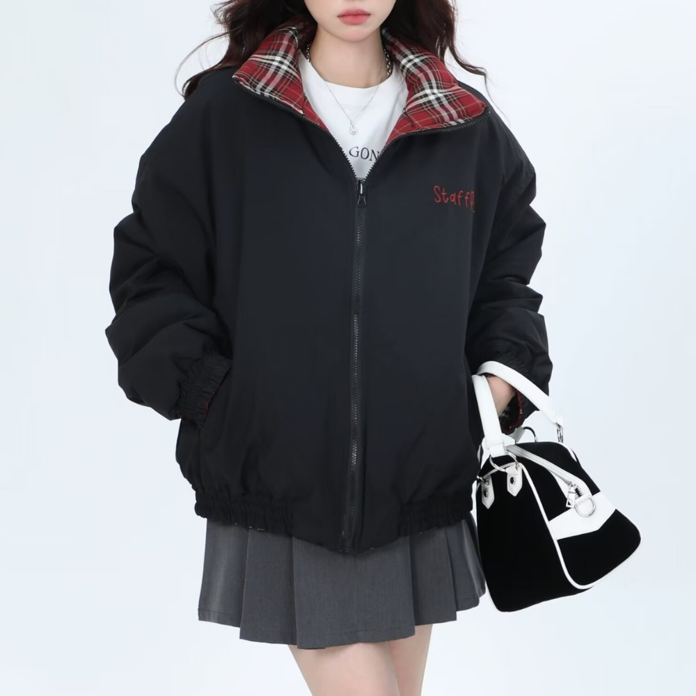 Women's American Contrast Plaid Coat