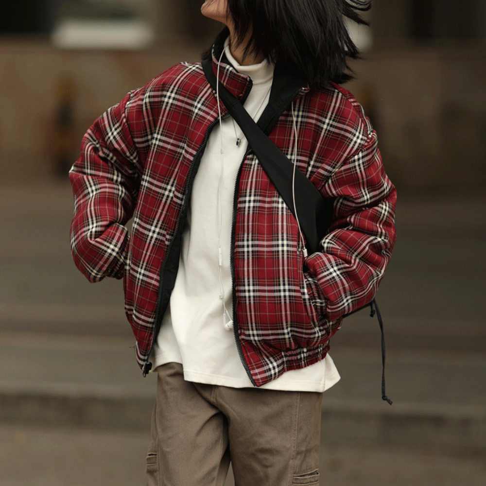 Women's American Contrast Plaid Coat