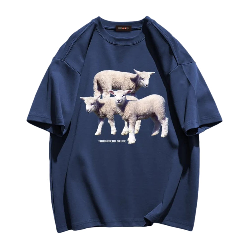 Three Sheep Print T-shirt