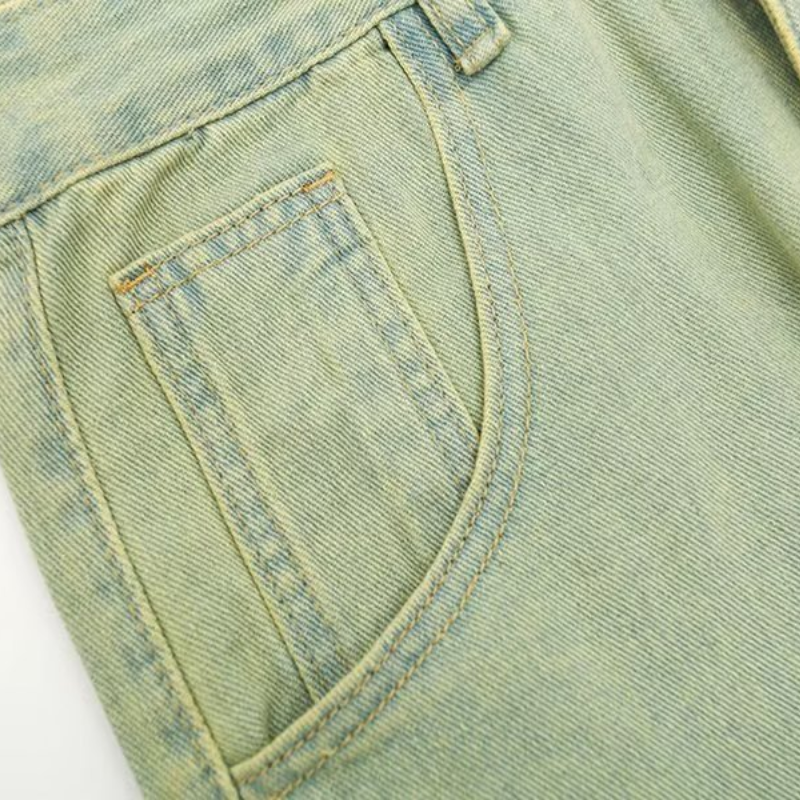 Vintage Raw Edge Washed Straight Jeans